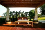 Luxury villas in Greece - Xenon Estate swimming pool kiosk under the shadow of a pergola